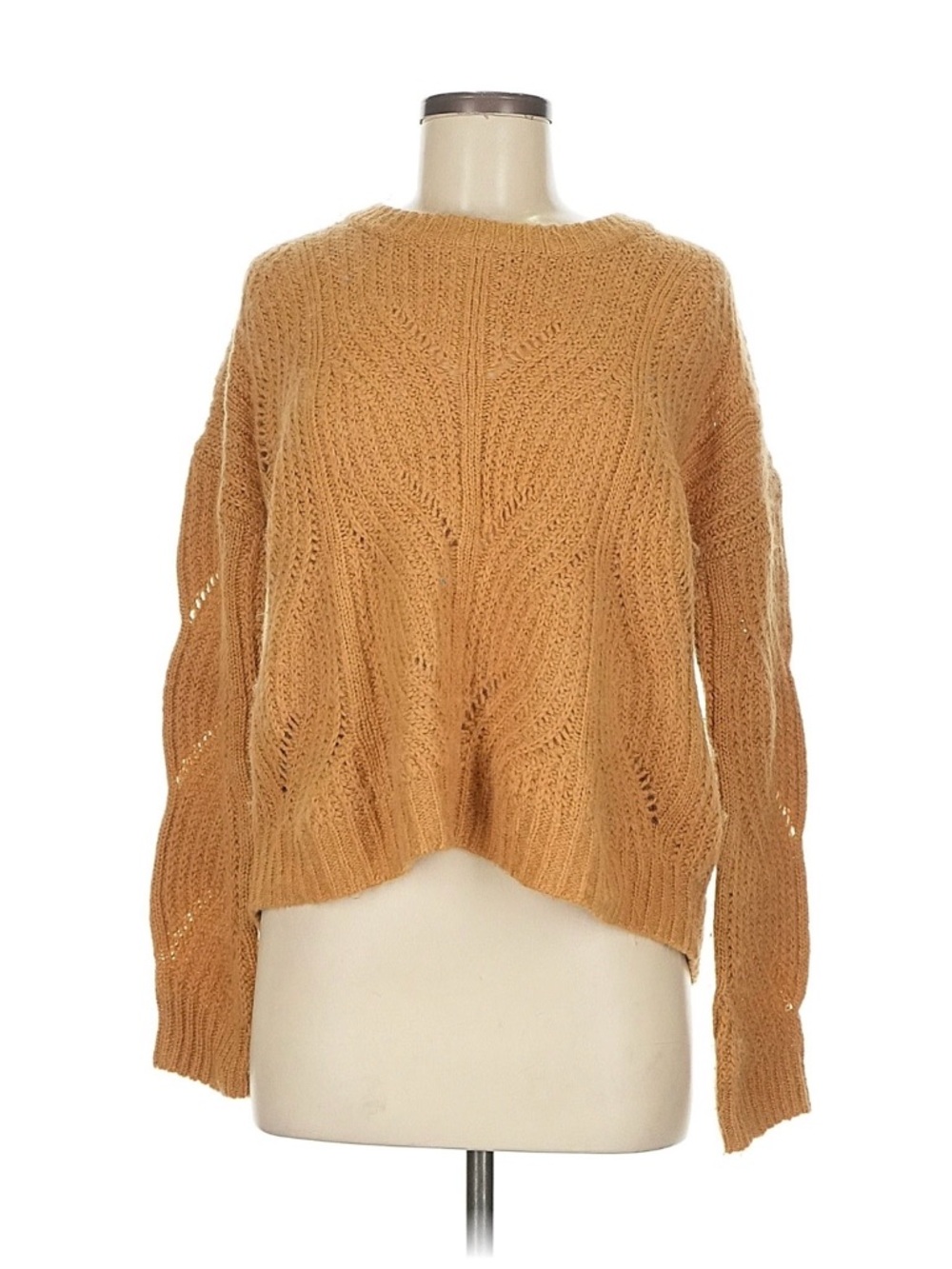 Madewell Cable Stitch Scoop-Neck Sweater in Camel Tan